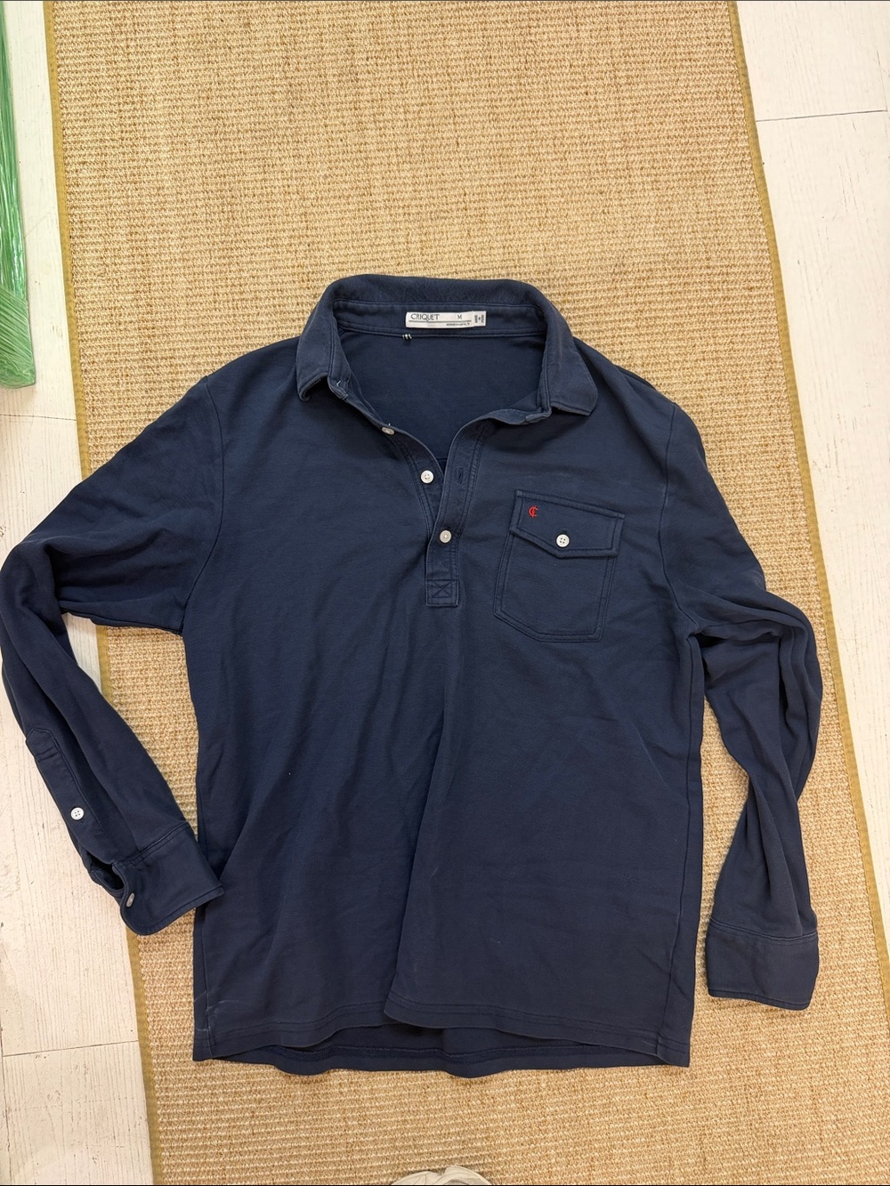 Criquet Men's Navy Long-Sleeve Polo Shirt